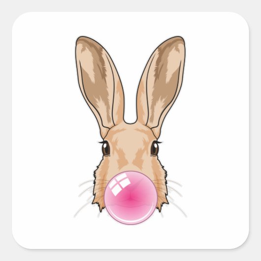 Bunny met kauwgom vierkante sticker (Voorkant)