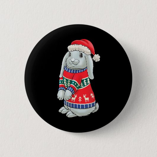 Bunny met kerstfeestzuster Kerstkonijnenkerstkerst Ronde Button 5,7 Cm (Voorkant)