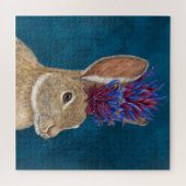 Bunny met pet van wilde woestijnbloemen legpuzzel (Horizontaal)
