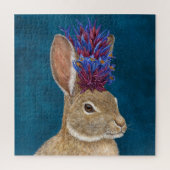 Bunny met pet van wilde woestijnbloemen legpuzzel (Verticaal)