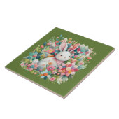 Bunny met Quilt en Bloemen Tegeltje (Zijkant)