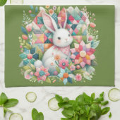 Bunny met Quilt en Bloemen Theedoek (Gevouwen)