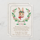 Bunny met Red Ribbon Pasen Kaart (Voorkant / Achterkant)