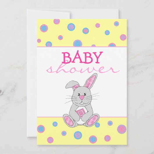 Bunny met roze Baby shower uitnodiging (Voorkant)