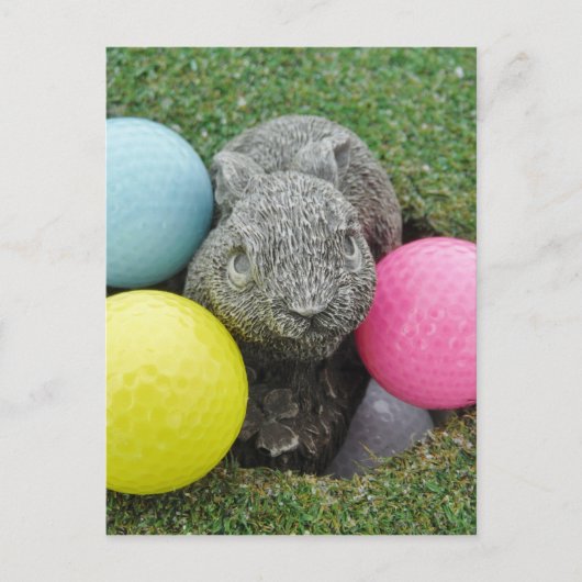 Bunny met roze blauw geel ei briefkaart (Voorkant)