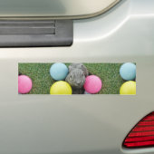 Bunny met roze blauw geel ei bumpersticker (Op auto)