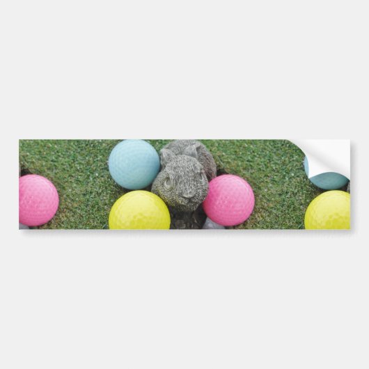 Bunny met roze blauw geel ei bumpersticker (Voorkant)
