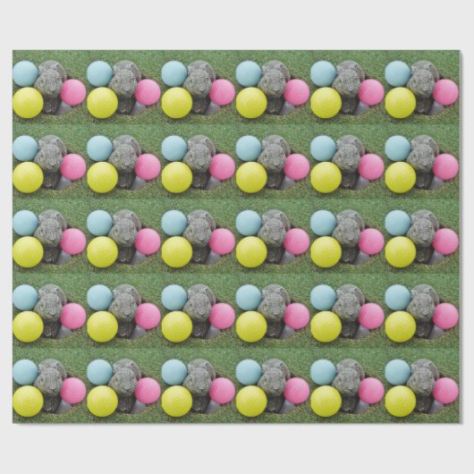 Bunny met roze blauw geel ei cadeaupapier (Vlak)