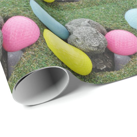 Bunny met roze blauw geel ei cadeaupapier (Rol Hoek)