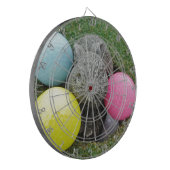 Bunny met roze blauw geel ei dartbord (Voorkant Links)