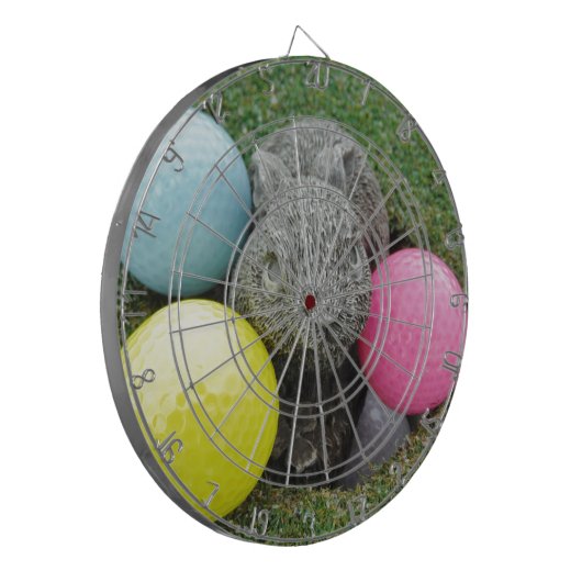 Bunny met roze blauw geel ei dartbord (Voorkant Links)