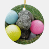 Bunny met roze blauw geel ei keramisch ornament (Voorkant)