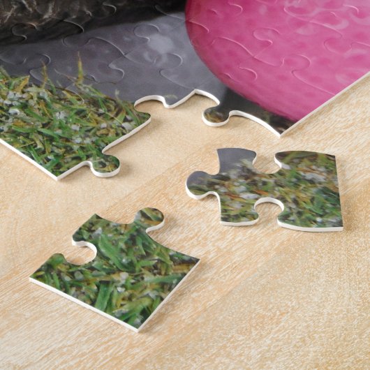 Bunny met roze blauw geel ei legpuzzel (Zijkant)