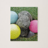 Bunny met roze blauw geel ei legpuzzel (Verticaal)