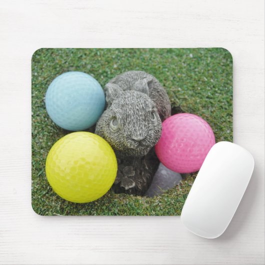 Bunny met roze blauw geel ei muismat (Met muis)