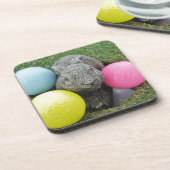 Bunny met roze blauw geel ei onderzetter (Linkerzijde)