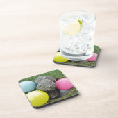 Bunny met roze blauw geel ei onderzetter (Rechterzijde)