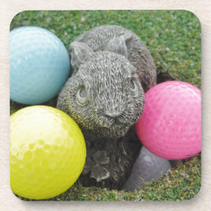 Bunny met roze blauw geel ei onderzetter
