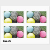 Bunny met roze blauw geel ei rechthoekige sticker (Vel)