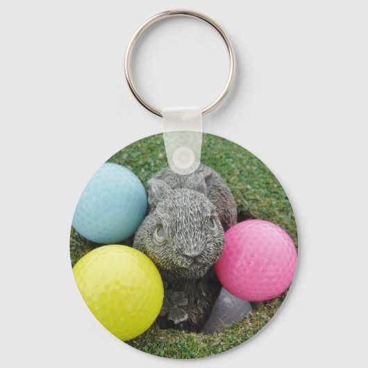 Bunny met roze blauw geel ei sleutelhanger (Voorkant)