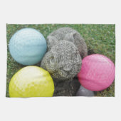 Bunny met roze blauw geel ei theedoek (Horizontaal)
