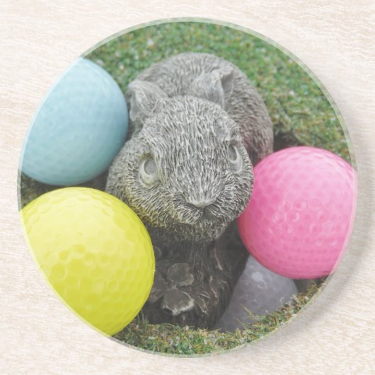 Bunny met roze blauw geel ei zandsteen onderzetter (Voorkant)