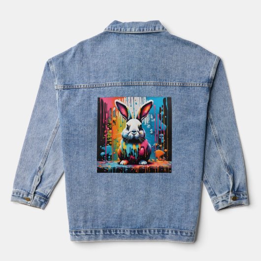 Bunny met spatten denim jacket (Achterkant)