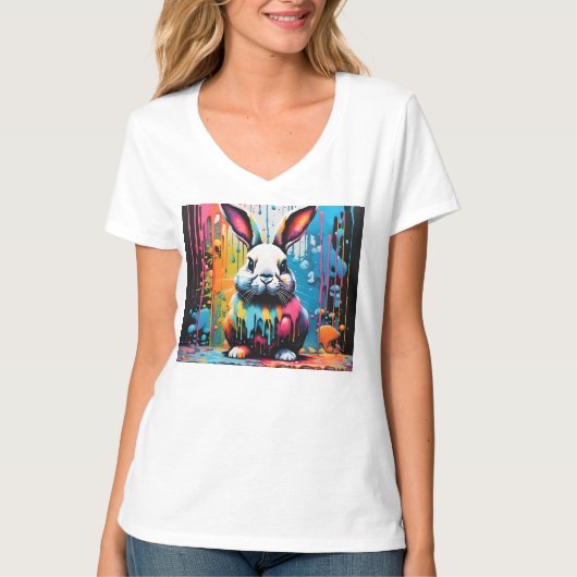 Bunny met spatten t-shirt (Voorkant)