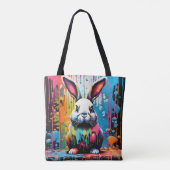 Bunny met spatten tote bag (Achterkant)