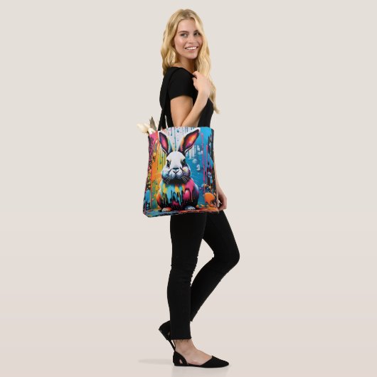 Bunny met spatten tote bag (Op model)
