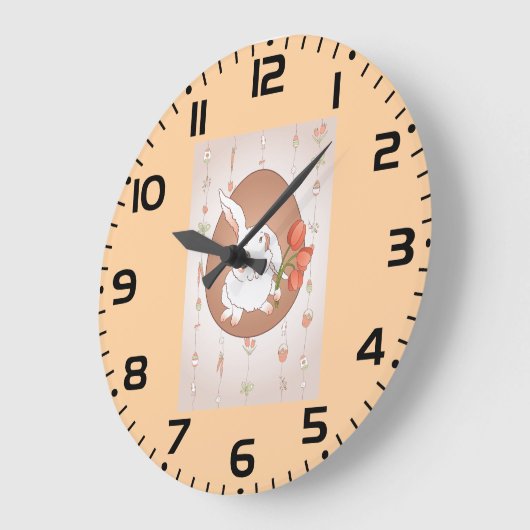 Bunny met Tulpen Spring Holiday Rabbit Grote Klok (Hoek)