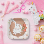 Bunny met Tulpen Spring Holiday Rabbit Papieren Bordje (Feest)