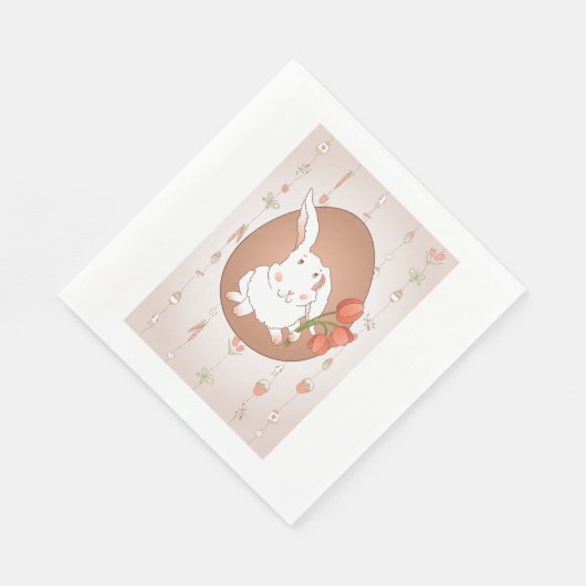 Bunny met Tulpen Spring Holiday Rabbit Servet (Hoek)