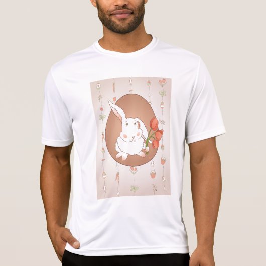 Bunny met Tulpen Spring Holiday Rabbit T-shirt (Voorkant)