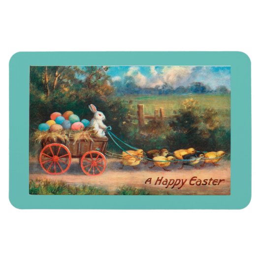  Bunny met Wagon Magnet Magneet (Horizontaal)