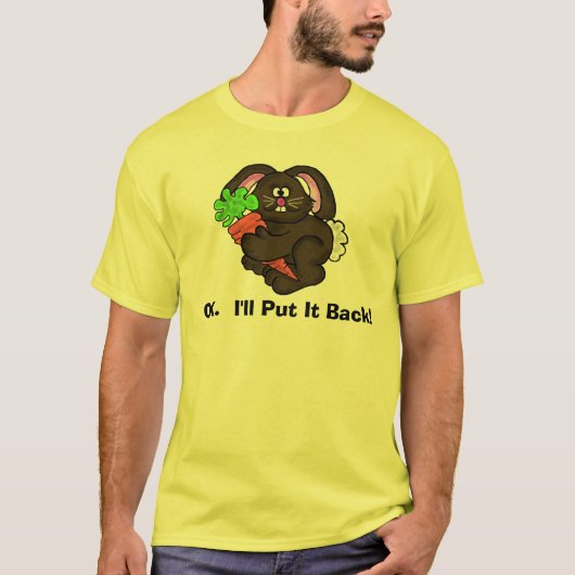 Bunny met wortel Christelijke paasmakerij T-shirt (Voorkant)