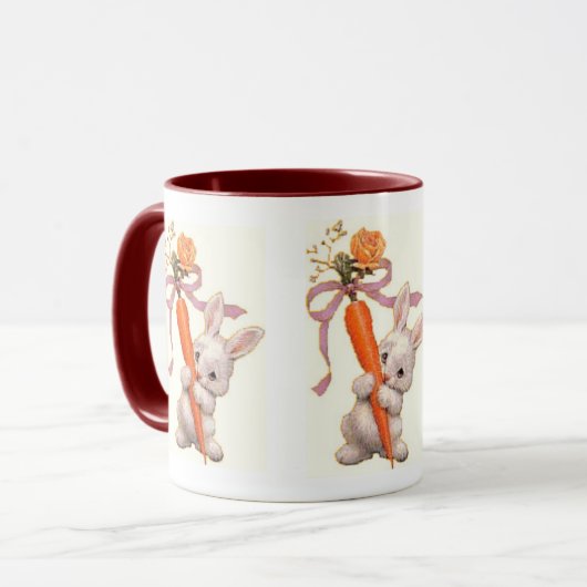 Bunny met wortel en Roos Mok (Voorkant links)