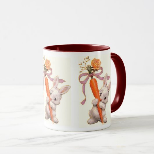 Bunny met wortel en Roos Mok (Voorkant rechts)