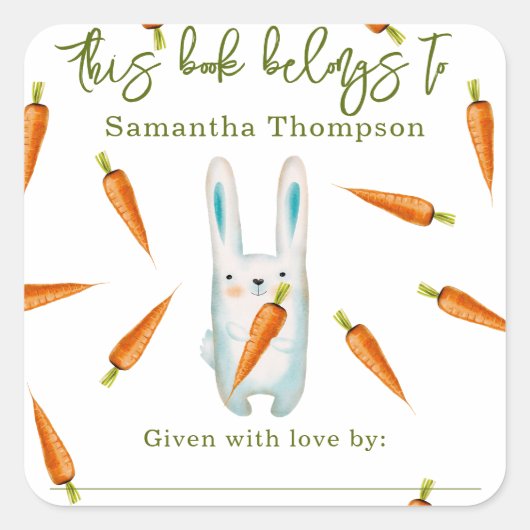 Bunny met wortelen - dit boek behoort tot vierkante sticker (Voorkant)