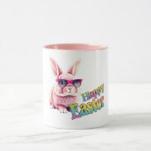 Bunny met zonnebril Happy Easter Mannen Mok (Midden)