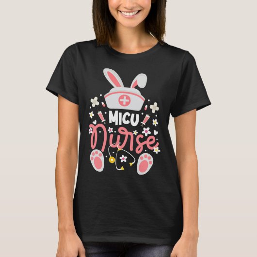 Bunny MICU Nurse Cute Bunny Ears Medical Intensive T-shirt (Voorkant)