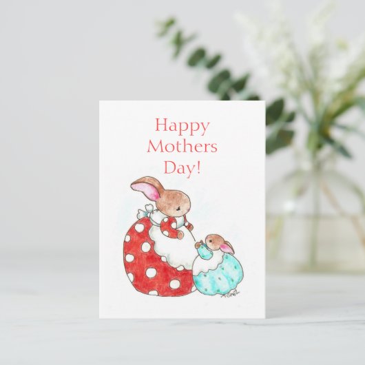 Bunny Moederdag Briefkaart (Staand voorkant)