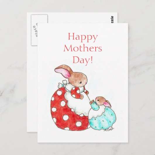 Bunny Moederdag Briefkaart (Voorkant / Achterkant)