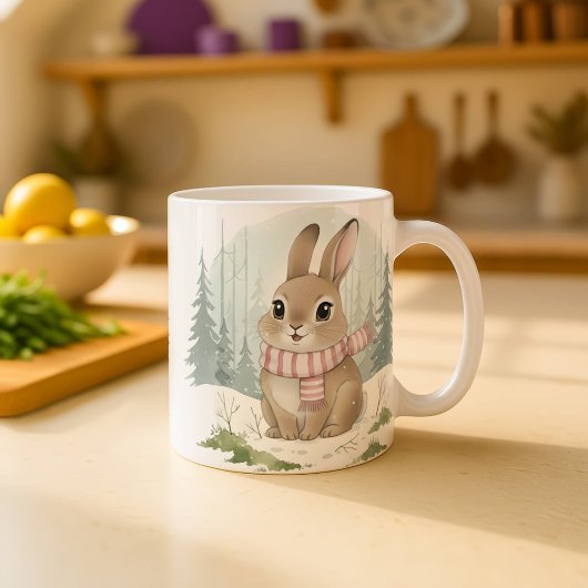 Bunny mok cuterig aquarel winterkonijn Kerstmis