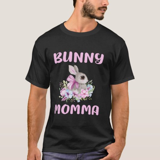 Bunny Momma Konijn Moeder Eigenaar Lover Bloemen M T-shirt (Voorkant)