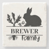 Bunny Monogram Stone Onderzetter (Voorkant)