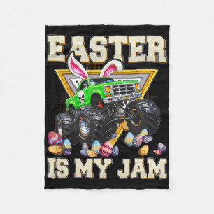 Bunny Monster Truck Pasen is mijn Jam Day Boys Tod Fleece Deken