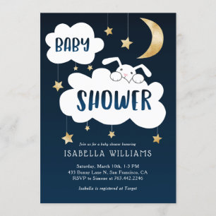 Bunny Moon Stars Baby shower Kaart