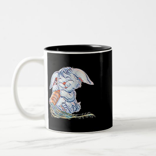 Bunny Motif Rabbit 1 Tweekleurige Koffiemok (Links)