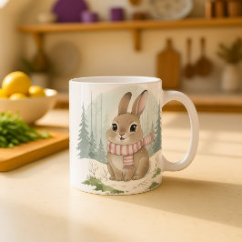 Bunny Mug Cute Watercolor Winter Rabbit Christmas  Koffiemok